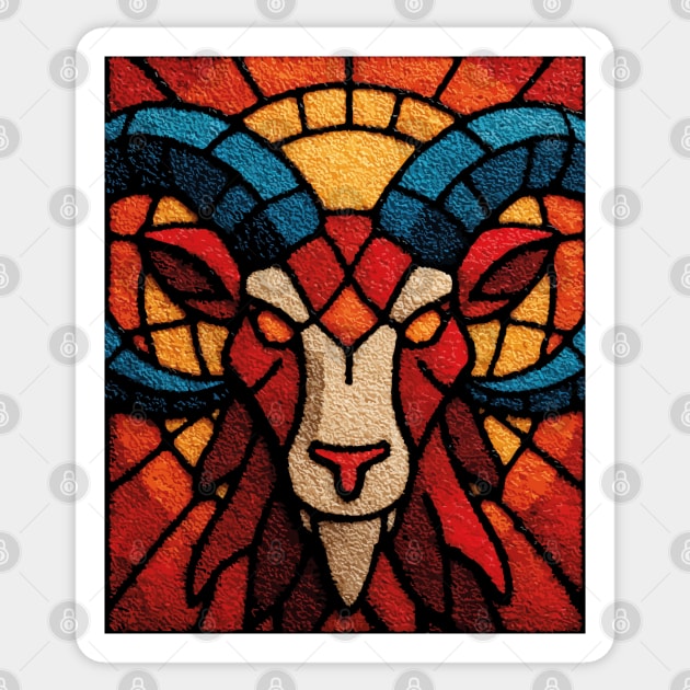 The Ram | An Aries Zodiac Tapestry Sticker by TuncGK